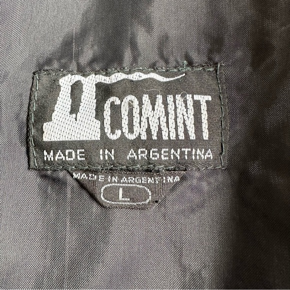 Comint Leather Jacket Coat Outerwear Vintage Black Animal Print Western Sz Large - Picture 6 of 11